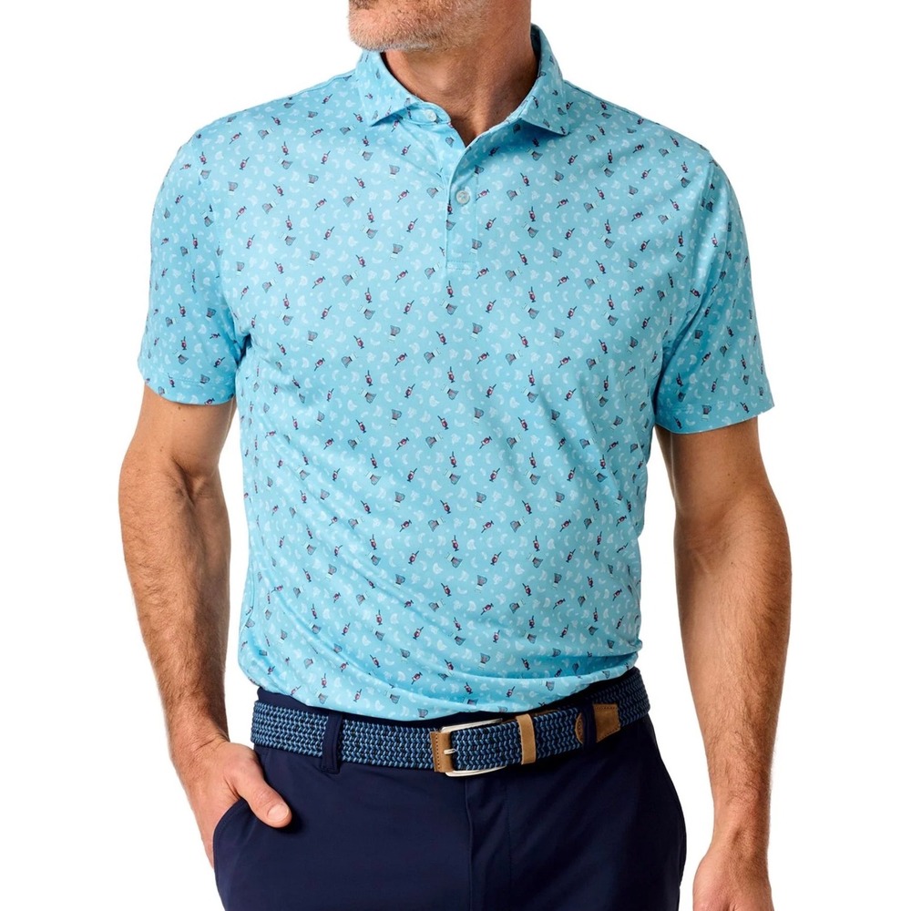 Johnnie-O PGA Showtime Performance Golf Polo Mens Size XL Blue Cocktail Resort